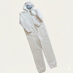 Bluenotes White abominable Monster Hooded Onesie Pajamas Sleepsuit L G